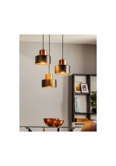 Mylights Üçlü 3 Lü Siyah-bakır Sarkıt Avize Modern Metal Gövde Masaüstü Siyah