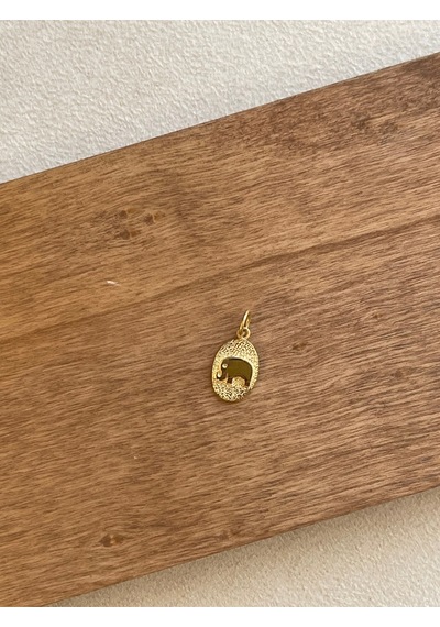 925 Ayar Gümüş Gold Renginden Filli Gümüş Bereket Şans Kolye Ucu