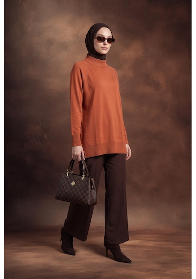 Armine Trend Bisiklet Yaka Uzun Kollu Sade Rahat Kesim Tunik Şeftali 26ktd419 Somon