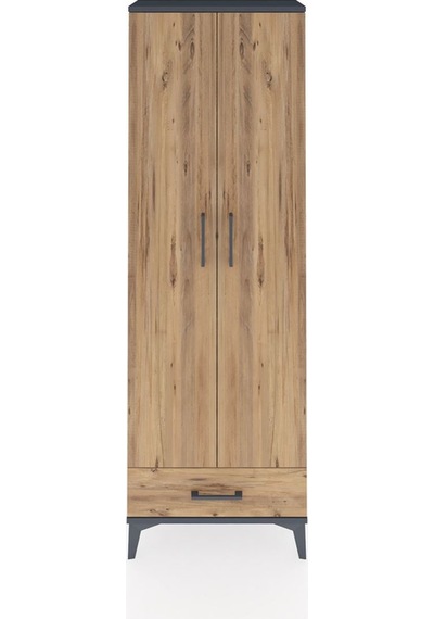 Arges Dolap 2 Raflı Tek Çekmeceli Tek Askılı 60x30x182 Antras... Antrasit