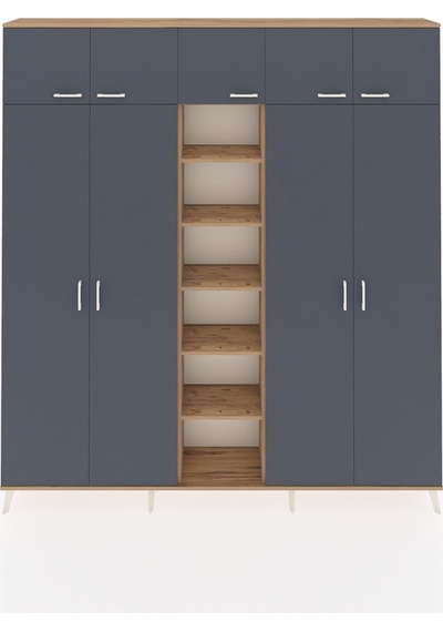 Arges Dolap 18 Raflı 9 Kapaklı 220x30x243 Çam-antrasit/çam Antrasıt/atlas Çam Arges Dolap 18 Raflı 9 Kapaklı 220x30x243 Çam-antrasit/çam Antrasıt/atlas Çam