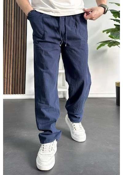 Edwox Erkek Baggy Kalıp Pantolon Lacivert Edw130