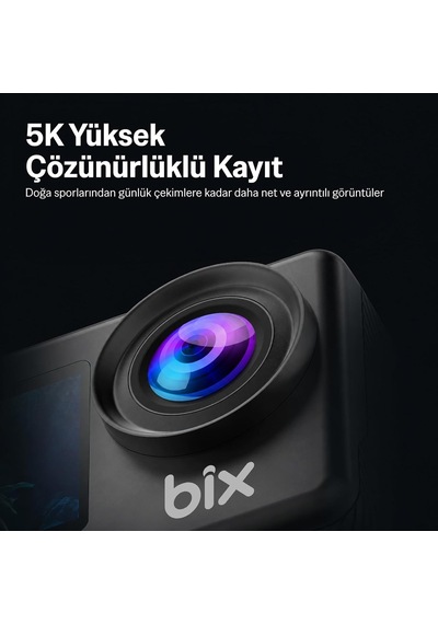 Nexa 1 Wi-fi 5k 30fps Aksiyon Kamerası 50 Mp Çift Ekran Geniş Açılı Ve Eıs Özellikli 30m Su Geçirmez Bisiklet Mo
