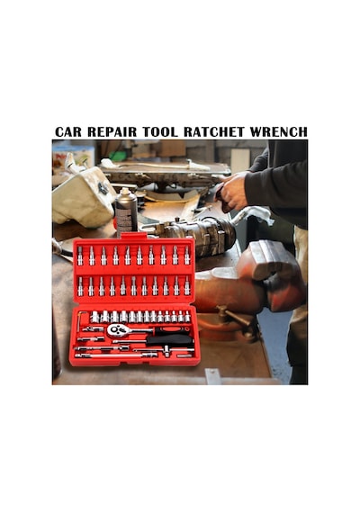46 Parça Lokma Takımı Otomatik Cırcırlı 1/4" Wrench Set Anahtar t