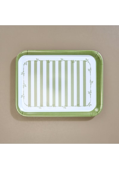 Kitchen Blad Tepsi - Yeşil / Beyaz - 27x21 Cm Çok Renkli