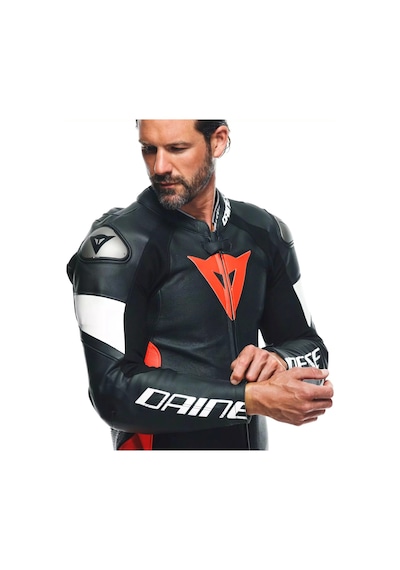 Dainese Daınese/tosa 1 Pcs Leather Suıt Perf. Black Flu Red Whıte Kırmızı