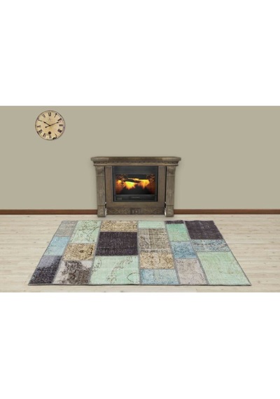 Çok Renkli Patchwork Eskitme Halı