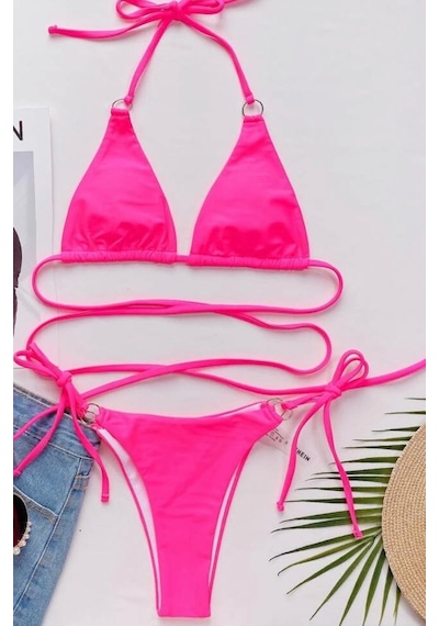 Deep Beach İp ve Halka Detaylı Bikini Takım 001
