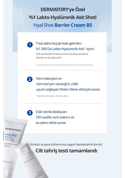 Hyalüronik Asitli Nem Bariyerini Güçlendiren Nemlendirici Krem Dermatory Hyal Shot Barrier Cream B5