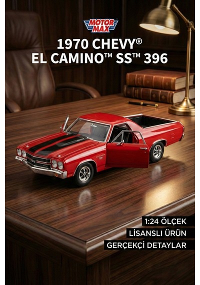 Motor Max 1:24 1970 Chevy El Camino Ss 396 Model Araba - Kırmızı Metal Diecast Koleksiyon
