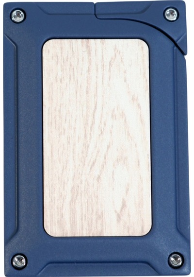 Caseti Tek Torch Pürmüz Lacivert Ahşap Desenli Metal Puro Çakmağı