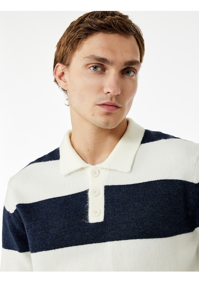 Koton Regular Fit Uzun Kollu Polo Yaka Triko Kazak Lacivert Çizgili 6wam70012ht Lacivert Çizgili Koton Regular Fit Uzun Kollu Polo Yaka Triko Kazak Lacivert Çizgili 6wam70012ht Lacivert Çizgili