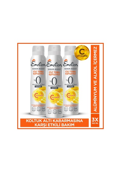 Serum Boost Cilt Tonu Eşitleyici Kadın Sprey Deodorant Alüminyum&alkol İçermez 3x150 Ml