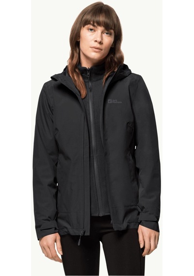 Jack Wolfskin Moonrıse 3In1 Siyah Kapşonlu Kadın Mont