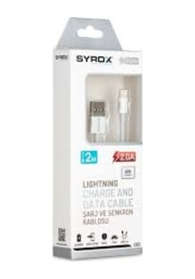 Syrox C82 2.0A Lightning Şarj Data Kablosu  2 M