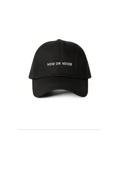 Caxis Now Or Never Baskılı Spor Sapka Unisex Ayarlanabilir Cırtlı Şapka Orijinal Cap Siyah