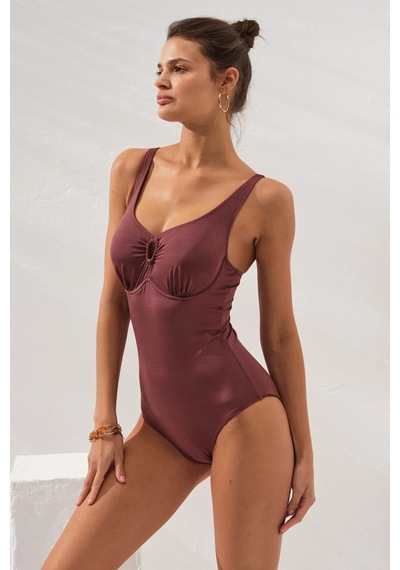 Pierre Cardin Riva Balenli Büyük Beden Mayo Toffee 231129 Toffee