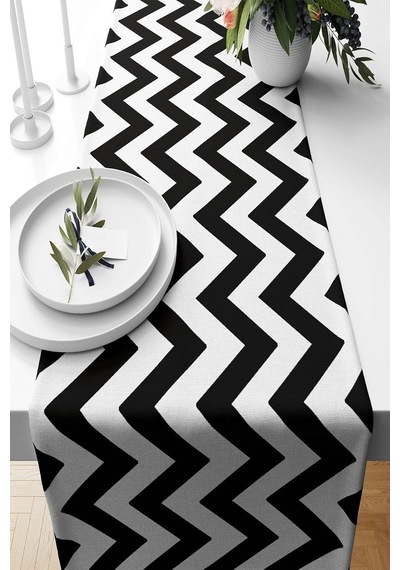 Pelangi Siyah Zigzag Desenli Leke Tutmaz Kumaş Salon Mutfak Masa Değişik Ranır Modelleri Runner, Beyaz-siyah 40 X 140 Çok Renkli Pelangi Siyah Zigzag Desenli Leke Tutmaz Kumaş Salon Mutfak Masa Değişik Ranır Modelleri Runner, Beyaz-siyah 40 X 140 Çok Renkli