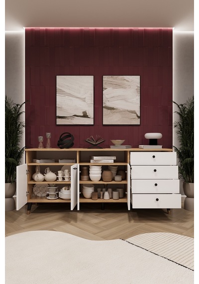 Lüks Konsol Tv Ünitesi %100 Mdf Salon Ve Yemek Odası Ünitesi Knsl06 Beyaz - Karına Lüks Konsol Tv Ünitesi %100 Mdf Salon Ve Yemek Odası Ünitesi Knsl06 Beyaz - Karına