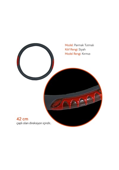 Pmx Geçmeli Direksiyon Kılıfı Fosforlu Siyah Kırmızı 42 Cm Teq-007bk/rd Kırmızı