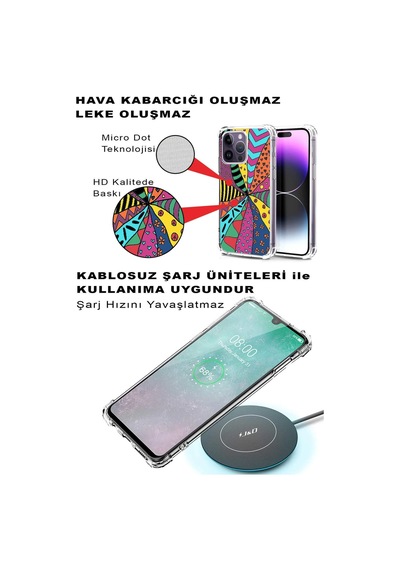Samsung Galaxy M34 İle Uyumlu Retro Color 4 Baskılı Şeffaf Köşe Korumalı Antişok Kılıf