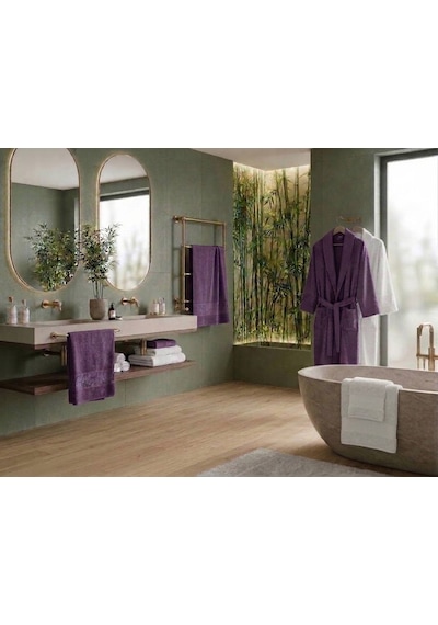 Yünteks Binnur Bamboo 8 Parça Aile Bornoz Takımı / %100 Pamuk / Aile Seti / Çeyizlik / Günlük / Modern / 1.kalite Beyaz - Lila Yünteks Binnur Bamboo 8 Parça Aile Bornoz Takımı / %100 Pamuk / Aile Seti / Çeyizlik / Günlük / Modern / 1.kalite Beyaz - Lila