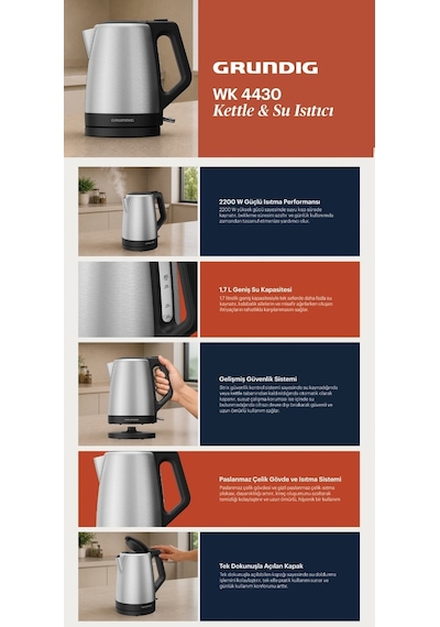 Grundig WK 4430 2200 W Su Isıtıcısı & Kettle