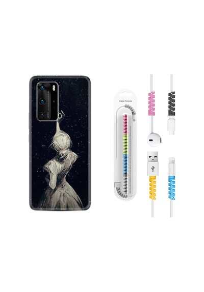 Huawei P40 Pro Kılıf Kablo Koruyuculu Star Woman 1332