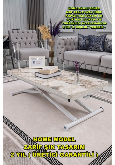 Home Üst Tabla Mdf Beyaz Mermer Oval Köşe Alt Beyaz