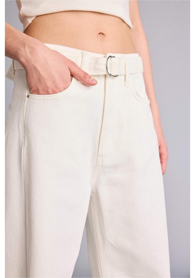 Defacto Barrel Fıt Yüksek Bel Bilek Boy Jean Pantolon H1645ax26smwt1 Beyaz-wt1