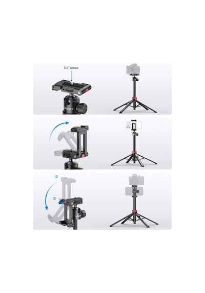 Ulanzi Mt-44b 150cm 2 İn 1 Otomatik Açılan 4 Ayaklı Selfie Monopod Tripod Siyah - S056
