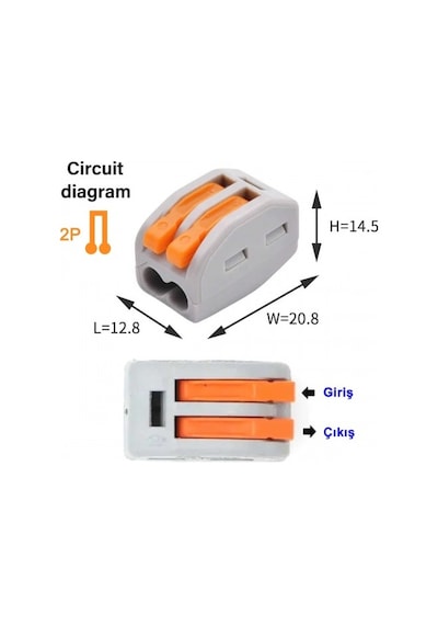 10x Spring Lever 2 Pin Yaylı Klemens Konnektör Terminal Blok Bağlantı Soketi