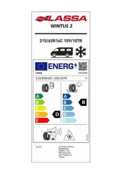 Lassa  215/65R16C 109107R 8PR Wıntus2 Kış Lastiği 2025