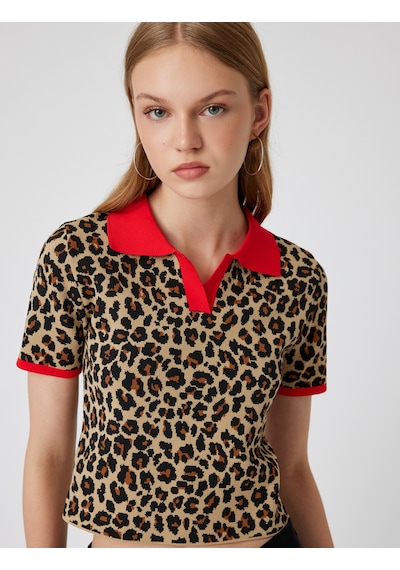 Koton Polo Yaka Kazak Leopar Desenli Biyeli Kısa Kollu Kahverengi Desenli 5wal20021ht Kahverengi Koton Polo Yaka Kazak Leopar Desenli Biyeli Kısa Kollu Kahverengi Desenli 5wal20021ht Kahverengi