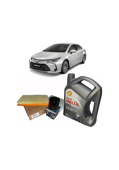 2019-2022 Benzinli Toyota Corolla Yağ Bakım Seti Shell 5w 30 3'lü Filtre Seti+motor Yağı