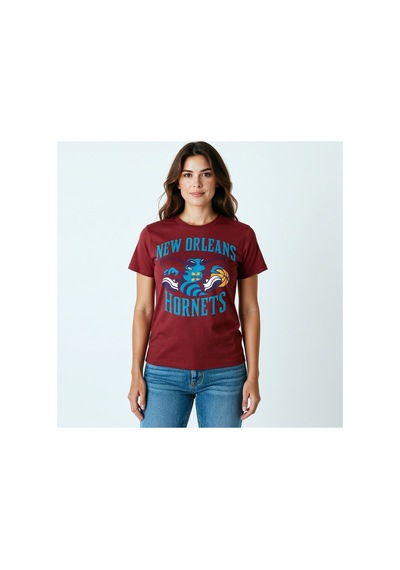 Urbantrendstore Unisex New Orleans Hornets Oversize Fit Rahat Geniş Salaş T-shirt Günlük Tişört Bordo