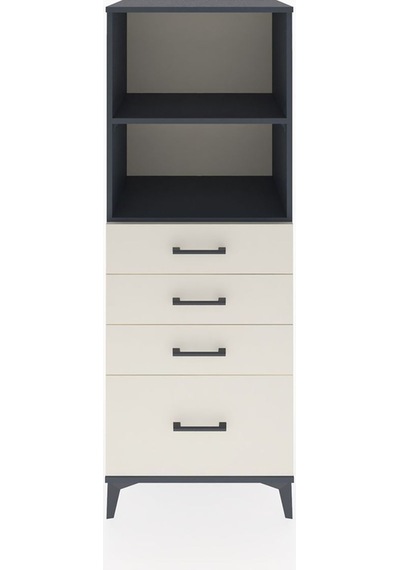 Hyperion Dolap 2 Raflı 4 Çekmeceli 60x44x163 Antrasit-aytaşı Antrasit