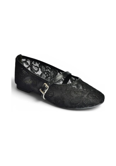 Fox Shoes Y726864006 Siyah Dantelli Kadın Babet