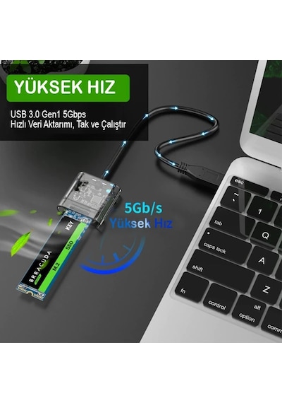 Ally M.2 Sata Usb 3.0 Gen1 Ssd Harddisk Kutusu M.2 Ngff- Jms578- 5775