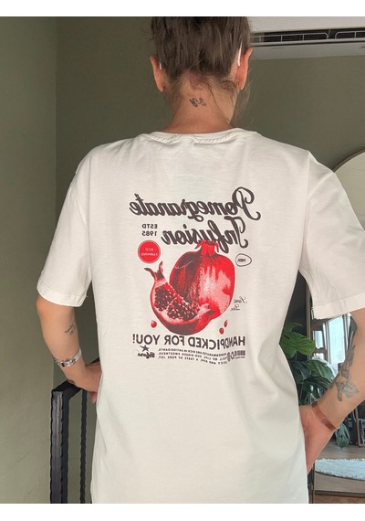 Ali Butik Ekru Roma Pomegranare Baskılı Tişört
