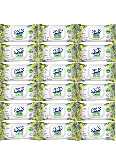 Solo Islak Havlu Mendil 50yaprak Limon &Biberiye 900 Yaprak 18'li Set