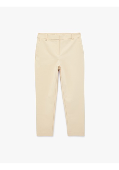 Koton Regular Fit Cep Detaylı Normal Bel Düz Paça Kumaş Pantolon Vizon 6sak40098uw Vizon