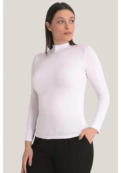 Hadpols Özel Seri Kadın Beyaz Balıkçı Yaka Uzun Kollu Body 3 Adet Üst Giyim Serin Hava Basic Parça Beyaz-3