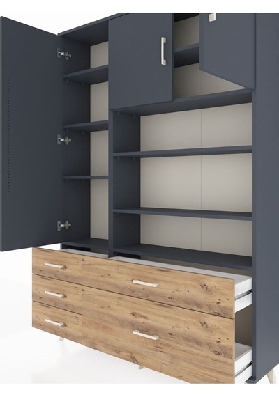 Arges Dolap 9 Raflı 5 Çekmeceli 3 Kapaklı 132x30x195 Antrasit-antrasit/çam Antrasıt/atlas Çam Arges Dolap 9 Raflı 5 Çekmeceli 3 Kapaklı 132x30x195 Antrasit-antrasit/çam Antrasıt/atlas Çam