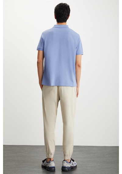 Grimelange Tarnex Erkek %100 Pamuk Kısa Kollu Regular Fit Mavi Polo Yaka T-shirt