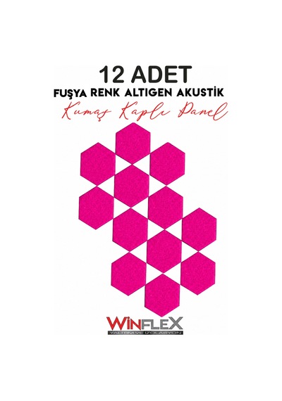 Winflex 12'li Altıgen Akustik Kumaş Panel 17x20 Cm Fuşya