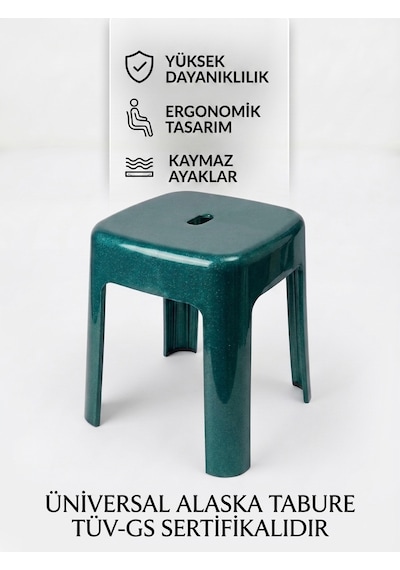 Saban Plastik Alaska Model Sağlam Tabure 36x36x46cm Yeşil