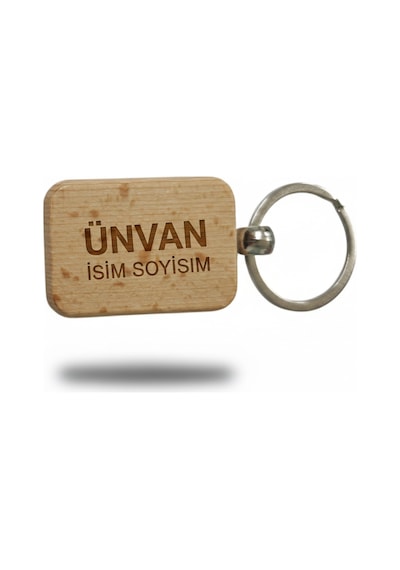 Kişiye Özel Mini Dikgörtgen Ahşap Anahtarlık Ünvan Ve İsim Soyisim Yazılı Lazer Gravür Anahtarlık Kurumsal & Özel Tasarım