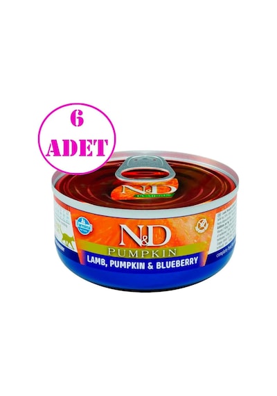 N&D Balkabaklı Tahılsız Kuzulu Yaban Mersinli Yetişkin Kedi Konservesi  6 x 70 G