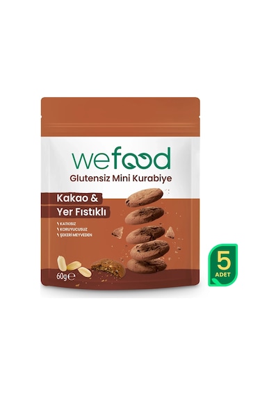 Wefood Glutensiz Mini Kurabiye Kakao & Yer Fıstıklı 5'li 8683347037834 Diğer